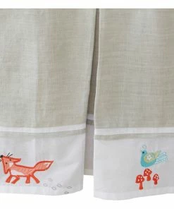 The Little Acorn Fox And The Finch Applique Crib Skirt