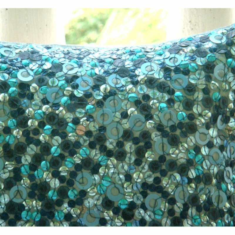 The HomeCentric 3D Sequins Blue Pillow Shams, Art Silk 24"x24" Pillow Shams, Sea The Dream 4 The HomeCentric 3D Sequins Blue Pillow Shams, Art Silk 24"x24" Pillow Shams, Sea The Dream - Image 4