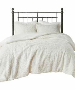 Olliix Madison Park Paisley Embroidered Long Fur Ultra Plush Comforter Mini Set, King