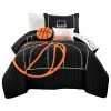 Lush Décor Basketball Game Quilt Set, Black/Orange, Twin, 4 Piece