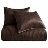 HiEnd Accents Satin Channel Quilt Set, 3 Piece, Brown, King