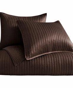 HiEnd Accents Satin Channel Quilt Set, 3 Piece, Brown, King