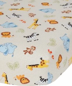 Lambs & Ivy Bedtime Originals Jungle Buddies Beige Safari Animals Fitted Baby Crib Sheet