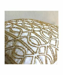 The HomeCentric Lattice Trellis Beaded Ivory Pillow Shams, Art Silk 24x24 Pillow Sham, Gold Taj -Bare Sales Store 09d1e92a05160c35 1731 w800 h800 b0 p0