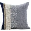 The HomeCentric Navy Blue Pillow Covers Burlap 20"x20" Sofa Throws, Navy Pearlized