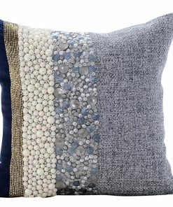 The HomeCentric Blue Decorative Pillow Shams 24"x24" Cotton, Navy Pearlized