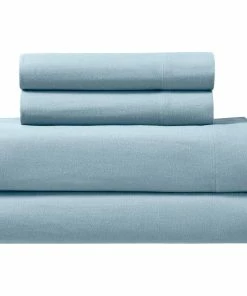 Royal Tradition Heavyweight Deep Pocket Flannel Sheet Set, Blue, Split King