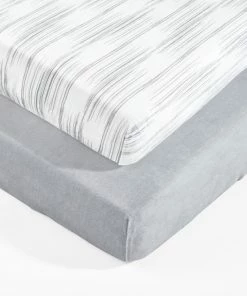 Lush Décor Jungle Adventure Geo Micro Mink Fitted Crib Sheet Gray, Set Of 2 28x52x9