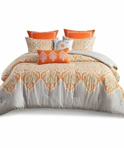 Olliix Madison Park Sateen Printed Comforter 5-Piece Set, King/California King