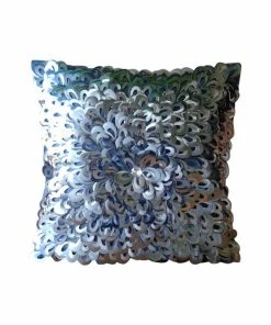 The HomeCentric 3D Textured Sequins Flower 26"x26" Art Silk Silver Euro Sham, Metallic Floral