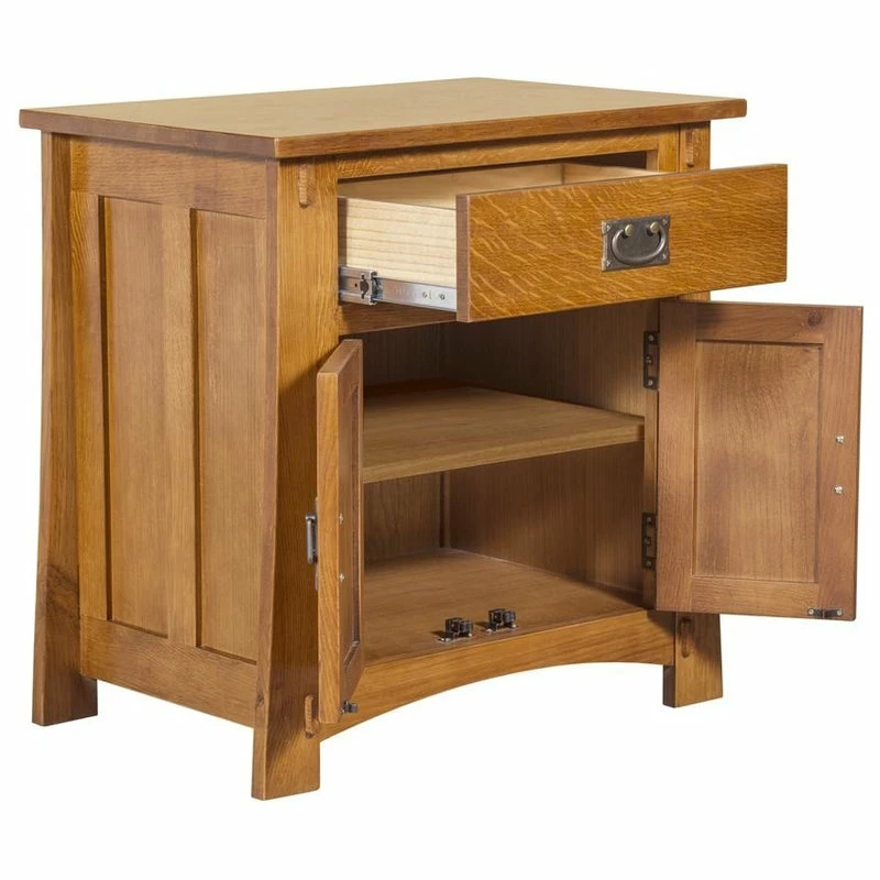 Crafters And Weavers Mission Quarter Sawn Oak 2-Door 1-Drawer Nightstand 3 Crafters And Weavers Mission Quarter Sawn Oak 2-Door 1-Drawer Nightstand - Image 3