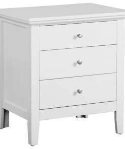 Glory Furniture Whitley 3-Drawer Nightstand, White