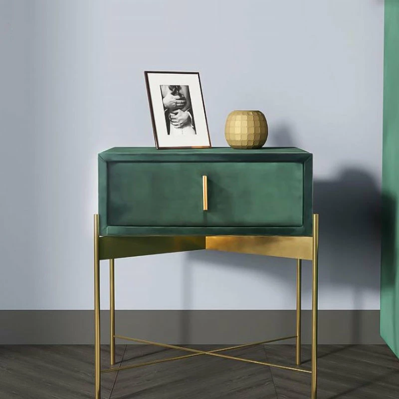 HOMARY Green Bedroom Nightstand With Drawer Velvet Upholstered Bedside Table 3 HOMARY Green Bedroom Nightstand With Drawer Velvet Upholstered Bedside Table - Image 3