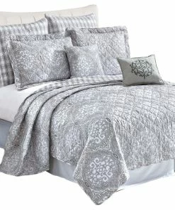 BNF Home Melody Quilted 7 Piece Bed Spread Set, Melody, Queen