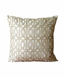 The HomeCentric Lattice Trellis Beaded Ivory Pillow Shams, Art Silk 24x24 Pillow Sham, Gold Taj
