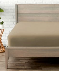 Bare Home Microfiber Fitted Sheet Deep Pocket, Taupe, Queen