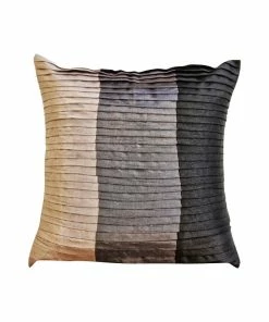 The HomeCentric Black Color Block & Pintucks 26"x26" Silk Euro Sham, Dark Secret