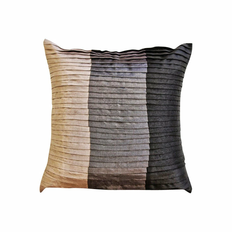 The HomeCentric Black Color Block & Pintucks 26"x26" Silk Euro Sham, Dark Secret 1 The HomeCentric Black Color Block & Pintucks 26"x26" Silk Euro Sham, Dark Secret