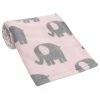 Lambs & Ivy Bedtime Originals Eloise Pink/Gray Elephant Soft Plush Baby Blanket