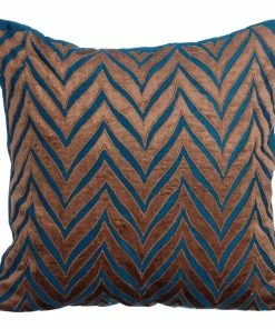 The HomeCentric Blue Decorative Euro Shams 26"x26" Velvet, Chevron Escape