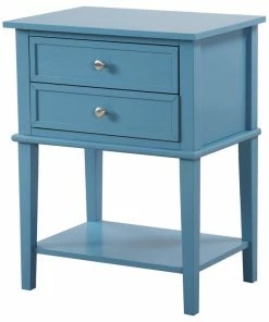 Glory Furniture Newton Two Drawer Nightstand, Blue