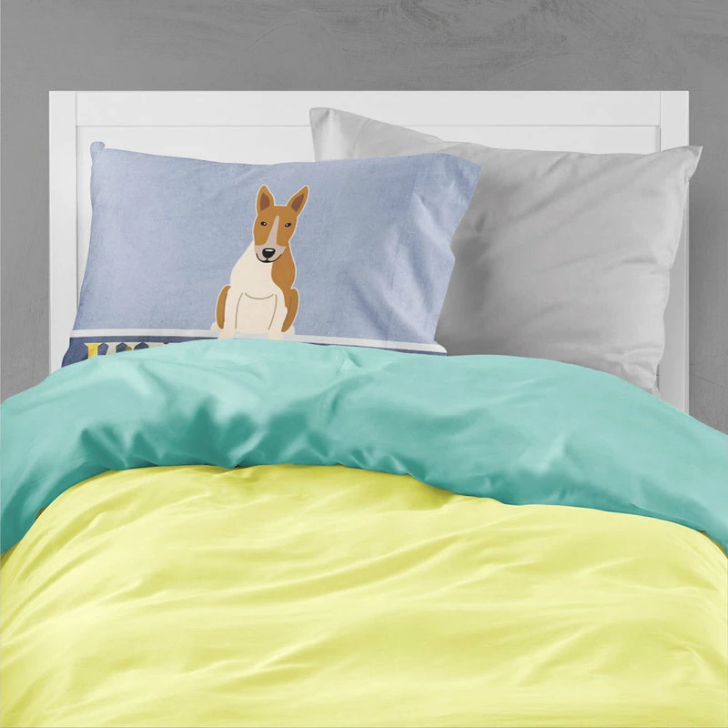 The-store Bull Terrier Red White Welcome Fabric Standard Pillowcase 2 The-store Bull Terrier Red White Welcome Fabric Standard Pillowcase - Image 2