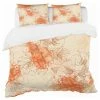 Designart Handdrawn Asian Flowers With Orange Floral Duvet Cover, Queen