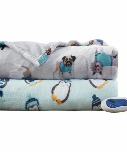 Olliix Beautyrest Heated 60x70" Kids Throw Blanket, Blue Penguins -Bare Sales Store 1bd114420143a910 1855 w800 h800 b1 p0