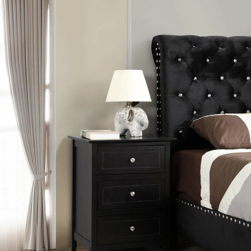 Glory Furniture Drake 3-Drawer Nightstand, Black 2 Glory Furniture Drake 3-Drawer Nightstand, Black - Image 2