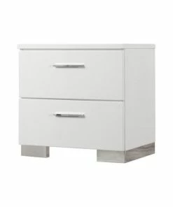 Coaster Home Furnishings Coaster Felicity 2 Drawer Nightstand In Glossy White And Chrome