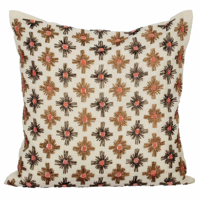 The HomeCentric Ivory Decorative Euro Shams 26"x26" Silk, Modern Revival 1 The HomeCentric Ivory Decorative Euro Shams 26"x26" Silk, Modern Revival