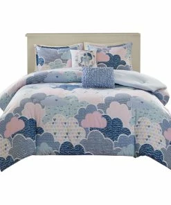 Olliix Kids Cotton Comforter/Duvet Cover/Coverlet Set, Blue, Full/Queen, Comforter