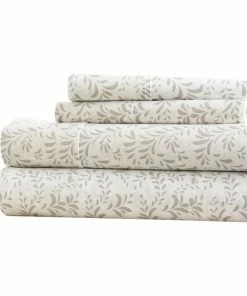 Ienjoy Home Becky Cameron Burst Of Vines Pattern 4 Piece Bed Sheet Set, Gray, Full