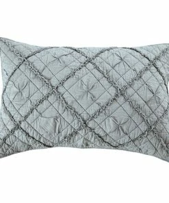 Calla Angel Diamond Applique Luxury Pure Voile Quilted Pillow Sham, Fog, Standard