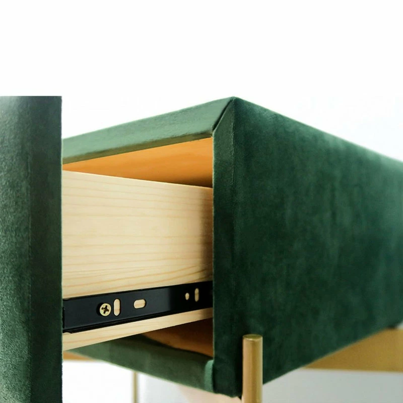 HOMARY Green Bedroom Nightstand With Drawer Velvet Upholstered Bedside Table 5 HOMARY Green Bedroom Nightstand With Drawer Velvet Upholstered Bedside Table - Image 5