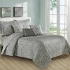 BNF Home Bellamy Printed Quilted 6-Piece Bed Spread Set, Light Brown/Taupe, King