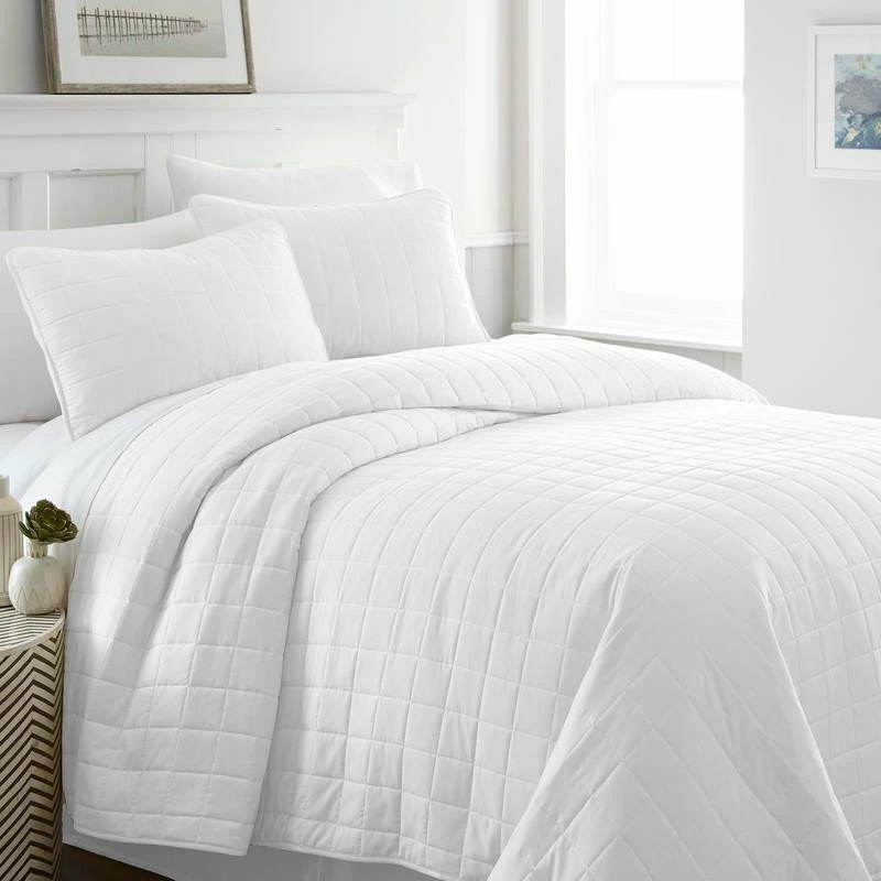 Ienjoy Home Becky Cameron Premium Ultra Soft Square Pattern Quilted Coverlet Set, White, Kin 3 Ienjoy Home Becky Cameron Premium Ultra Soft Square Pattern Quilted Coverlet Set, White, Kin - Image 3