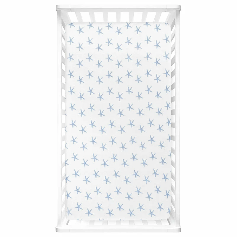 Lush Decor Baby Seaside Starfish Organic Cotton Fitted Crib Sheet Blue 2Pk 28x52x9 6 Lush Decor Baby Seaside Starfish Organic Cotton Fitted Crib Sheet Blue 2Pk 28x52x9 - Image 6