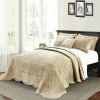 BNF Home Supersoft Microplush Quilted 4-Piece Bed Spread Set, Taupe, Queen