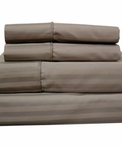 Royal Tradition 650 TC 22" Extra Deep Pocket Stripe Sheet Set, Taupe, King