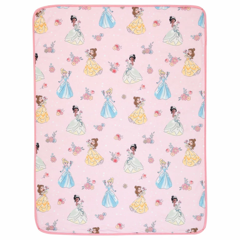Lambs & Ivy Disney Princesses Pink Fleece Baby Blanket - Belle/Tiana/Cinderella 4 Lambs & Ivy Disney Princesses Pink Fleece Baby Blanket - Belle/Tiana/Cinderella - Image 4