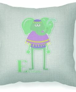 The-store Alphabet E For Elephant Fabric Decorative Pillow