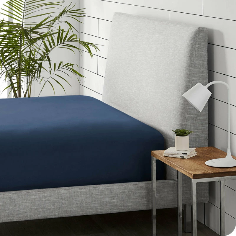 Bare Home Flannel Fitted Bottom Sheet, Dark Blue, Queen, Single Sheet 5 Bare Home Flannel Fitted Bottom Sheet, Dark Blue, Queen, Single Sheet - Image 5