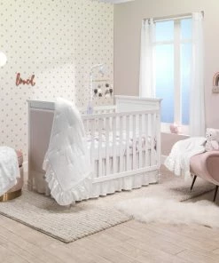 Lambs & Ivy Signature White Cotton Sateen Ruffle Baby/Toddler Quilt -Bare Sales Store 31019a600e43782a 5579 w800 h800 b0 p0