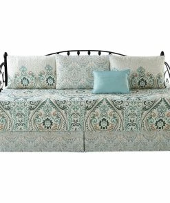 BNF Home Visionary Damask 6 Piece Quilted Daybed Set, Blue, Daybed, 75"x39"