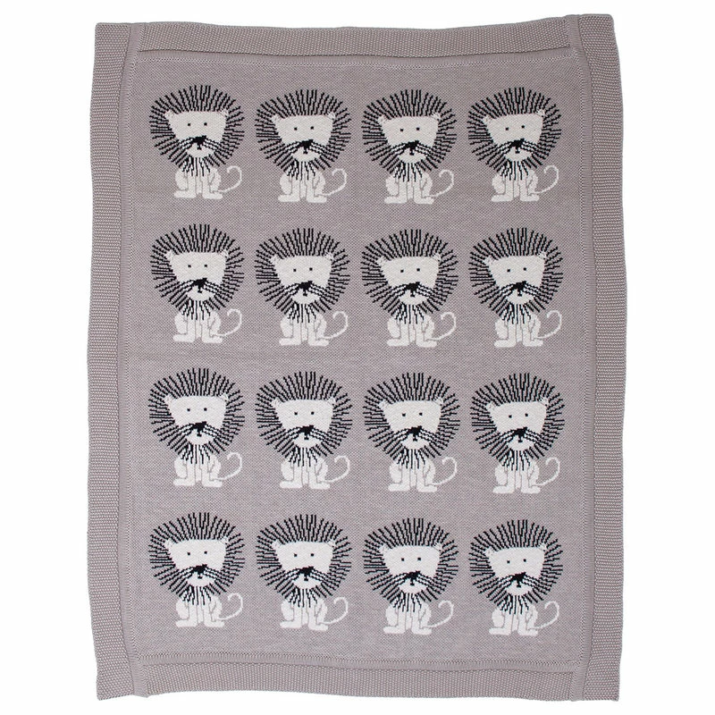 Parkland Collection Lion King Light Grey Knitted Baby Blanket BTRK21165 1 Parkland Collection Lion King Light Grey Knitted Baby Blanket BTRK21165