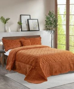 BNF Home Tatami Quilted Faux Fur Bedspread Set, Burnt Orange, King -Bare Sales Store 37515568030336e3 5562 w800 h800 b0 p0