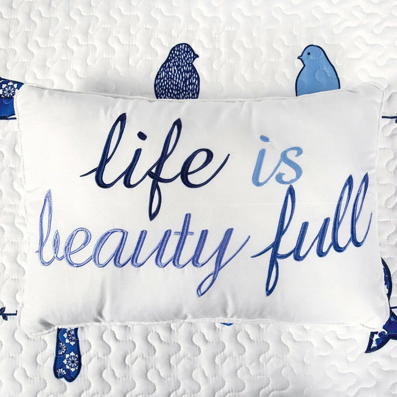 Lush Décor Rowley Birds Quilt Set, Navy, King 4 Lush Décor Rowley Birds Quilt Set, Navy, King - Image 4