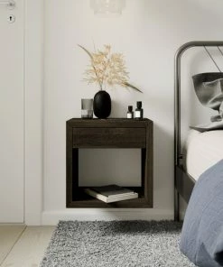 Woodek Design Floating Nightstsand Cubic Hugo With Drawer, Black Birch -Bare Sales Store 3a015c940f317469 1806 w800 h800 b0 p0