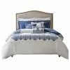 Olliix Madison Park Indigo Sky Faux Linen Oversized Comforter Set, King/Cal King